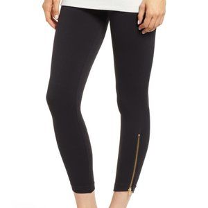 SPANX Black Leggings with Gold Zipper